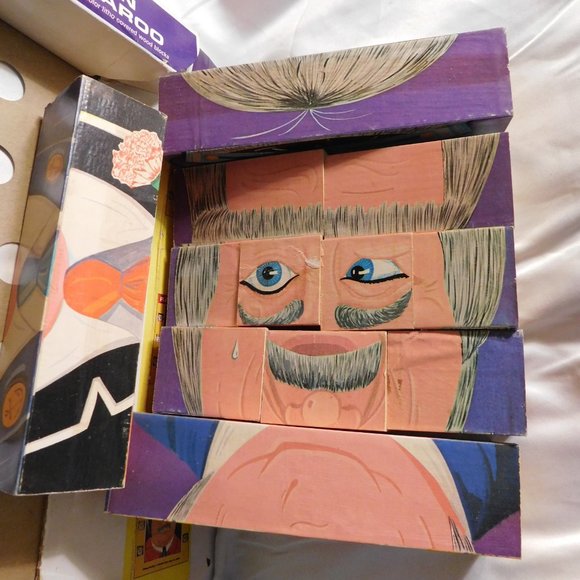 Playskool Captain Kangaroo Wood Face Changing Block Puzzle Vintage 1969 - Picture 4 of 7